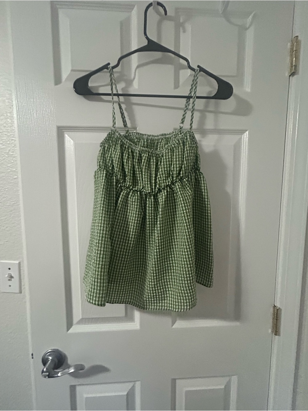 Girls' Green Gingham Smocked Sundress with Braided Straps